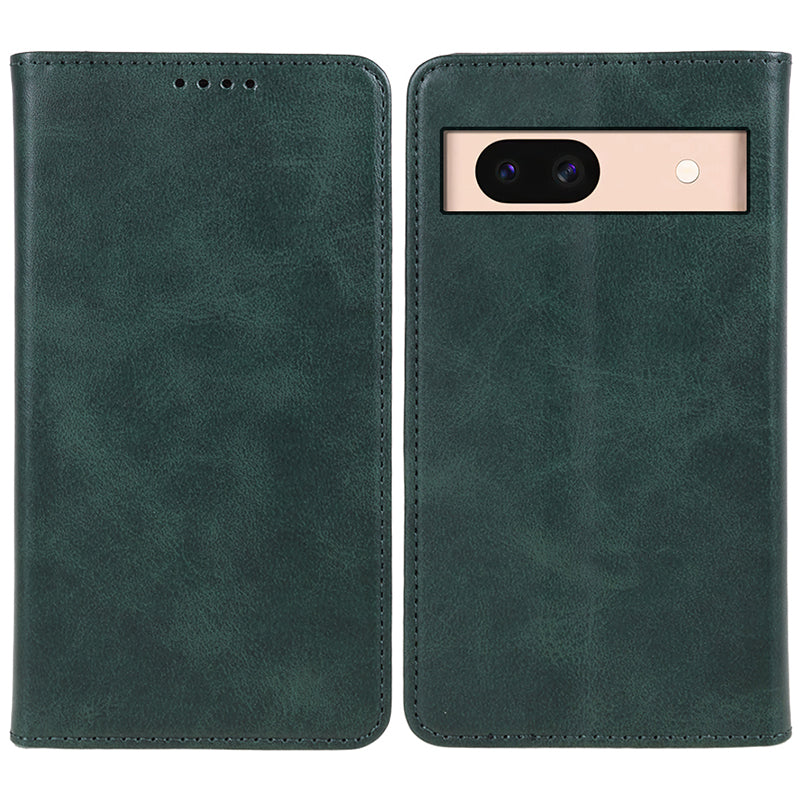 For Google Pixel 8a Case PU Leather Calf Texture Business Style Magnetic Closing Phone Cover - Green For Google Pixel 8a Case PU Leather Calf Texture Business Style Magnetic Closing Phone Cover - Green